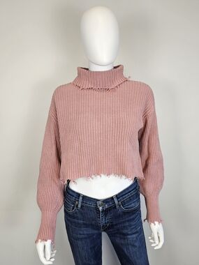 525 America Dusty Rose Cropped Turtleneck Sweater Sz XS